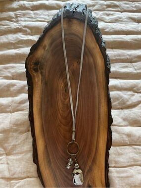 Faceted Pendant Necklace charms suede strap